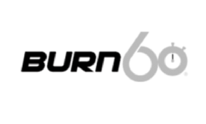 A black and white logo for burn 6 0