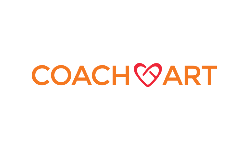 A coach heart logo is shown on top of a black background.