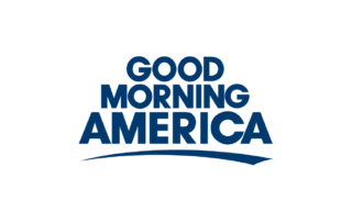 A black and blue logo for good morning america.