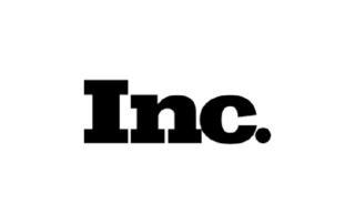 A black and white logo of inc.