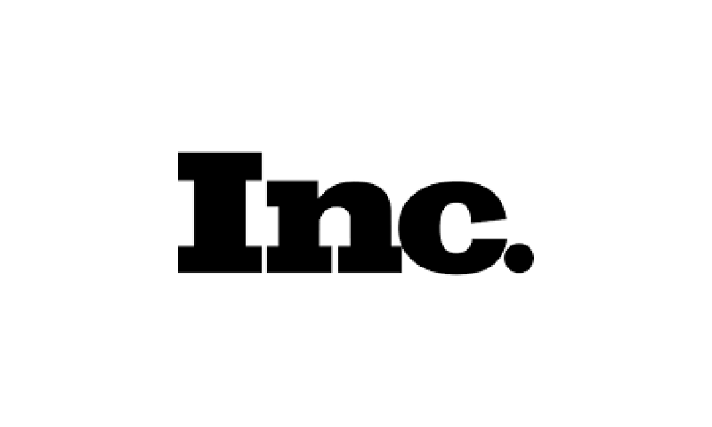 A black and white logo of inc.