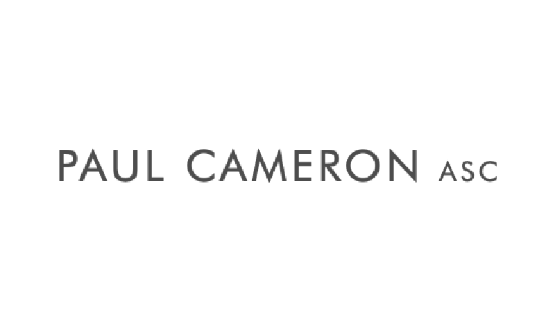 A black and white photo of the paul cameron art gallery logo.