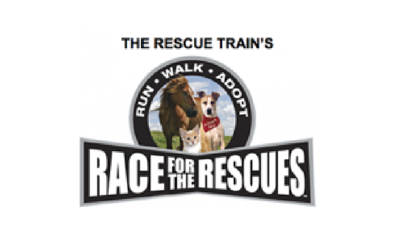 A logo for the rescue train 's race for the rescues.
