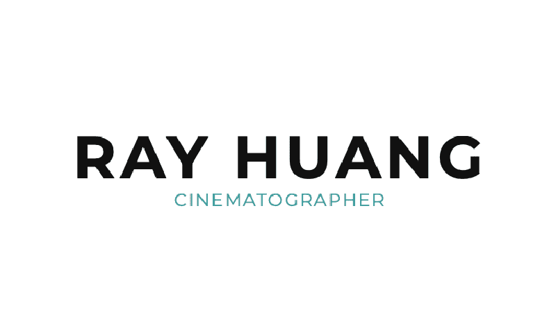 A black and white logo of ray huang