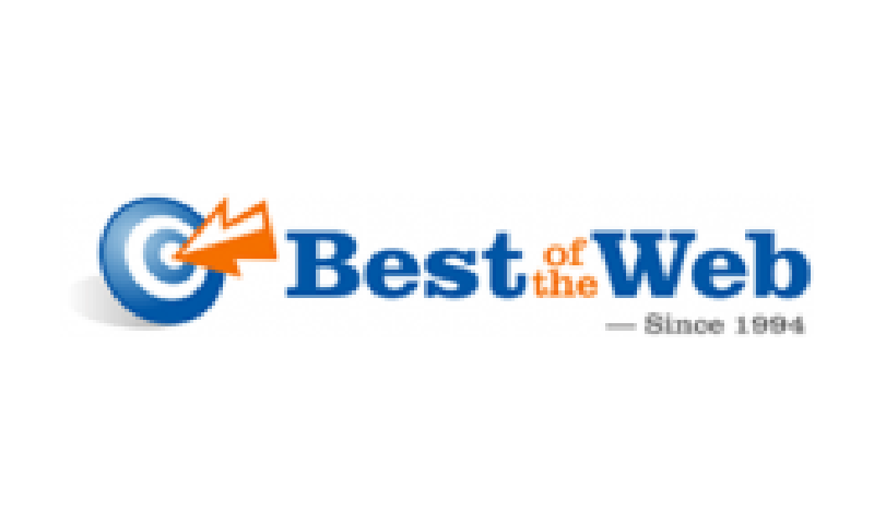 A blue and orange best of the west logo