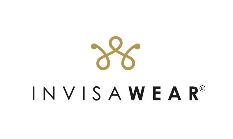 A logo of invisawear, an individual who is wearing a dress.