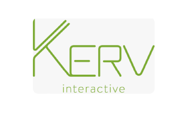 A logo of the company kerv interactive.