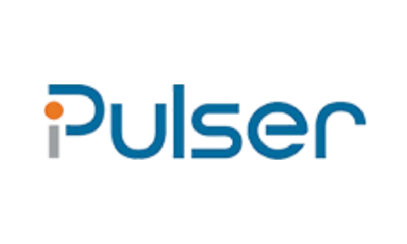 A black and white photo of the pulser logo.