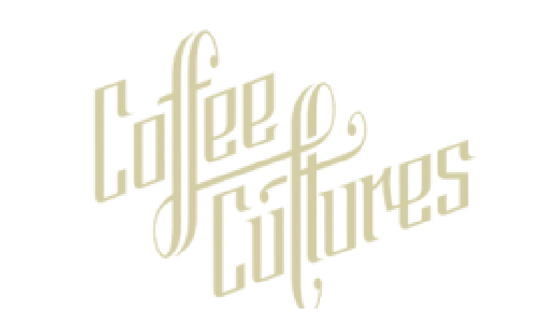 A black background with white letters that say coffee cultures.