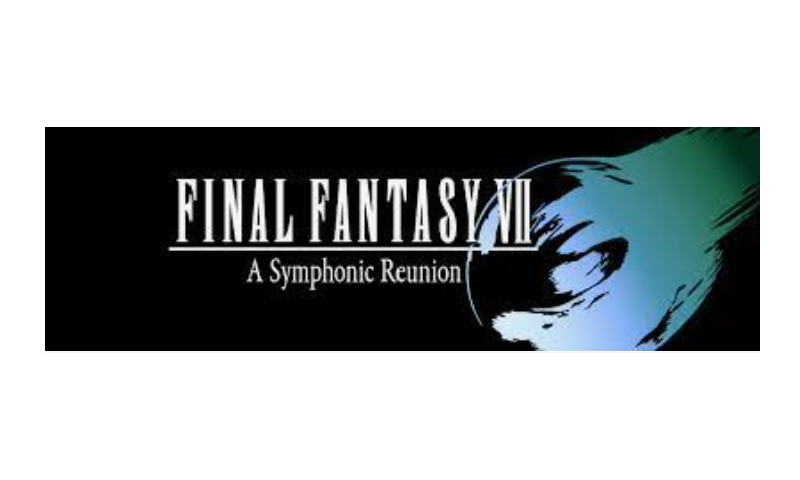 A logo for the final fantasy vii symphonic concert.