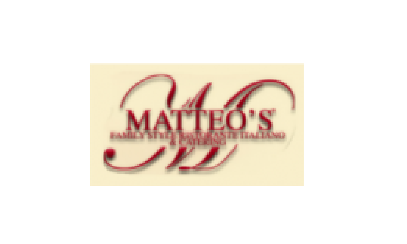A logo of matteo 's family restaurant and pizzeria.