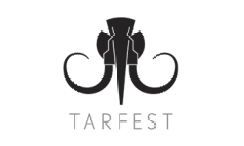 A black and white logo for tarfest.